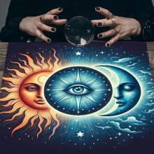 1pc Elegant Sun And Moon Mandala Tarot Cloth - Vibrant Starry Altar Decor, Made Of Polyester Fabric, Ideal For Divination, Pendulum Boards, Witchcraft - Suitable For Halloween, Christmas And More Uses, Tablecloth, Ritual Cloth, Gift