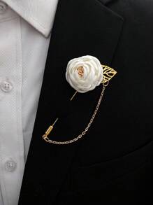 1pc Unisex Burgundy Rose Flower Brooch Pin, Minimalist Design Suit For Wedding, Party, Formal Events Valentine's Day Accessories - Multicolor - View 15