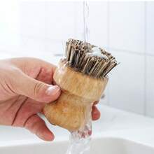 棕榈锅刷 - 竹制圆形 3 件装迷你洗碗刷天然刷子清洁套装，含联合纤维和坦皮科纤维，用于清洁锅碗瓢盆和蔬菜