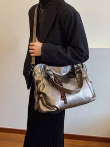 New Large Capacity Simple Casual Tote Bag, New Arrival Tote Bags For Woman - Champagne - View 9