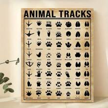 Plakat na płótnie z nadrukiem retro vintage animal footprints - 1 szt. wykres ścienny do wystroju domu i pokoju - bez ramki