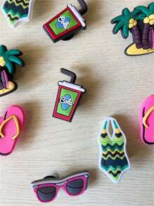 10 sztuk Letnie Plażowe Buty Charms Kokosowe Drzewo, Sandbeach Element Dekoracje Butów DIY Akcesoria Do Unisex Sandały Idealne Prezenty