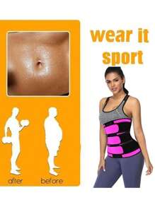 1件装 女式塑身腰带 束腰收腹 瘦身训练器 瘦身可调节腰带 腰部支撑 弹力运动带 吸汗瑜伽腰带 健身房 - 黑色 - 查看 6