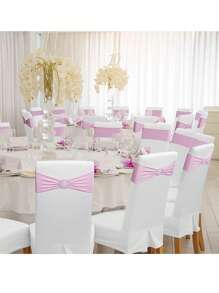 4pcs/10pcs/20pcs/50pcs Quality Elastic Chair Sash Bowknot , Made Of Spandex, Universal Elastic Chair Bands With Sliders For Holiday, Wedding, Party Decoration