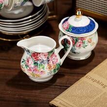 Juego de té de porcelana de 21 piezas con diseño verde y floral de Fanquare, juego de taza y platillo de cerámica vintage para 6, juego de tetera para fiestas de mujeres - Rosa Pálido - Ver 5