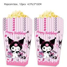 Sanrio Sanrio 12pcs Cute Hello Kitty Kuromi Cinnamoroll Birthday Party Decorations, Candy Bags, Gift Bags, Kraft Paper Bags, Tote Bags, Birthday Party Decoration Gift Wrapping Paper Bags, Theme Birthday Party Decorations Hello Kitty Candy Box Kuromi Popcorn Box