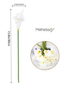 MEHELANY 12支/6支/1支 40厘米 白色人造马蹄莲，PU材质，仿真马蹄莲花束，适用于家居婚礼装饰、室内外装饰、花园装饰、派对装饰、波西米亚风装饰、节日派对装饰、母亲节生日庆祝、日常礼物 - 白色 - 查看 3