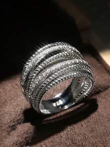 1 pièce Bague croisée vintage à plusieurs couches pour femmes, en argent sterling 925, cadeau de bijoux fin pour la Saint-Valentin