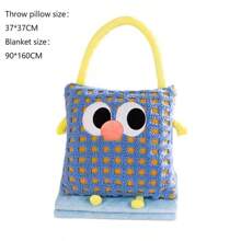 Manta de peluche con asa de transporte en diseño de dibujos animados que aumenta el atractivo visual