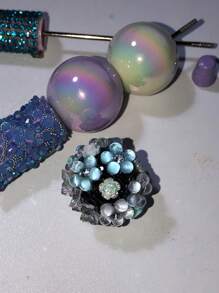 10pcs/Pack Heavy Duty Resin Plastic Beads, Full Sparkling Rhinestone Small Flower Butterfly Faux Pearl Black Rhinestone DIY Handmade Beads For Crafting, High-End Gift