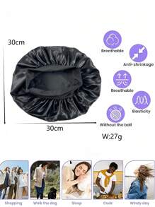 Silk Bonnet For Sleeping, Satin Hair Bonnets, Soft Elastic Band Silk Sleep Cap, Silk Hair Wrap For Curly Hair (Black Gold), Bow Decor Hair Drying Towel, Nordic Hair Drying Cap For Bathroom Absorbent Hair Towel Home Bathroom Decor Fall Decor Back To School Hair Bonnet Shower Towels For Beauty Salon, Hotel Sports, Home Essentials, Towel, Skin Care - Multicolor - View 8