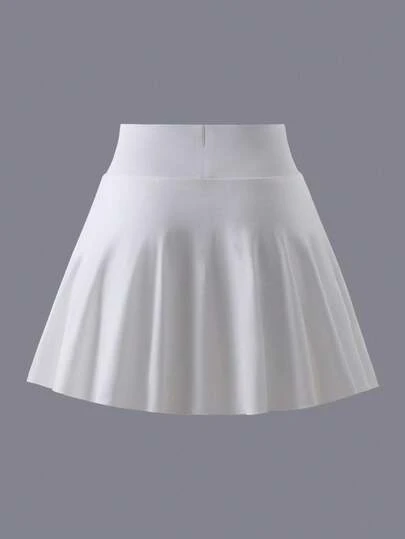 Girls Sports Skirt Shorts, White, Fashionable Minimalist Style, Suitable For Running, Workout, Tennis, Yoga, Spring/Summer