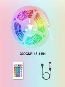 1m/3m/5m/10m LED RGB Light Strip, Bedroom LED Light Strip, Home Decoration With USB And Remote Control, Colorful TV Background Decorative Lights For Living Room And Bedroom Ambience - 24-key RGB Light Strip - View 15
