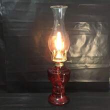 1 圣诞装饰 复古浮雕灯罩玻璃油灯 精致红色燃料灯 圣诞饰品（不含燃料） - 棕色 - 查看 2