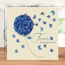 生日蝴蝶蓝色绣球花和蝴蝶卡（非 3D）包括信封、圣诞节