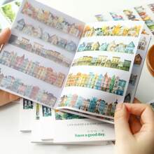 20 piezas de pegatinas de PET cortadas troqueladas en tiras largas con decoración de paisaje, material manualidad para scrapbooking, diario, álbum, artículos de artesanía