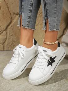 New Casual Versatile Girl's White Sneakers, Lightweight Non-Slip Student Running Sports Shoes, Soft Sole Comfortable Walking Outdoor Casual Shoes