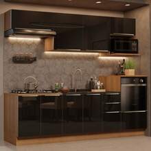 Madesa Gabinete Cocina Integral Completa 260cm Lux R/n 07 - Marrón y negro - Ver 1
