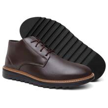 Kit Masculino 02 Pares De Bota Cano Médio Derby Amarração Solado Tratorado Acompanha Palmilha Brinde Numeração Especial 37 Ao 46 Cor Café Preto