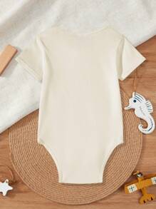 Newborn Baby Slogan Graphic Bodysuit - Khaki - View 2