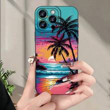 Creatief telefoonhoesje met kokosnootboompatroon, geschikt voor 16/15/14/13/12/11/XS/XR/X/7/8 Plus/Pro/Max/Mini - modieus ontwerp geschikt voor mannen en vrouwen, geweldig cadeau voor vrienden, familie, vriend, vriendin
