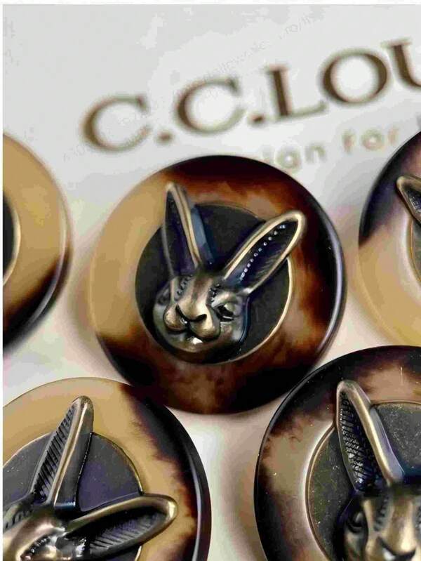 5pcs Vintage Copper Rabbit Head Decorative Buttons, 25mm Large Shank Style With Delicate Bronze Sculpture Design, Suitable For Clothing, Hats, Backpacks And Textiles