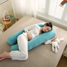 Almohada de Body para embarazadas, soporte lumbar, soporte para el vientre para dormir de lado, almohada en forma de U, especializada para dormir de lado durante el embarazo, almohada de embarazo, almohada de caramelo en forma de U