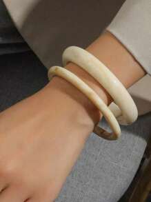 4pcs Vintage Resin Amber Pattern Acrylic Bangle Bracelets, Women's Fashionable & Versatile