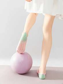 1/3/5/6/10 双女款渐变色防滑硅胶普拉提初学者地板袜、运动踝袜、室内成人专业瑜伽袜 - 彩色 - 查看 10