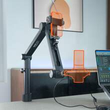 Desk-Mounted Microphone Arm, Flexible 360° Rotation, Adjustable Stand With Universal 3/8" To 5/8" Adapter And Whether To Bring Headphones Stand, Compatible With Blue , Hyperx Quadcast, And More - Headphone Holder - View 9