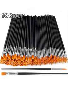30 pièces/50 pièces/100 pièces Set de pinceaux à cheveux en nylon plats et pointus, convenant pour la peinture acrylique à l'huile professionnelle, l'aquarelle, la peinture de visage, l'art sur rocher, la manucure, l'artisanat, fournitures pour artistes et passe-temps