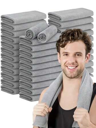 1pc Light Grey Microfiber Gym Towels - Bleach-Proof, Quick Dry, Soft & Absorbent For Salon, Spa, Pool, Home & Hair Care - Lightweight For Gym, Hotel & Travel,School,Back To School,Travel,Travel Essentials,Home Essentials,Towel,Skin Care