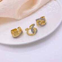 1 pieza Anillo abierto de lujo de doble color, anillo grande personalizado de elegante moda con microincrustaciones, enchapado en oro y plata, regalo perfecto para las vacaciones