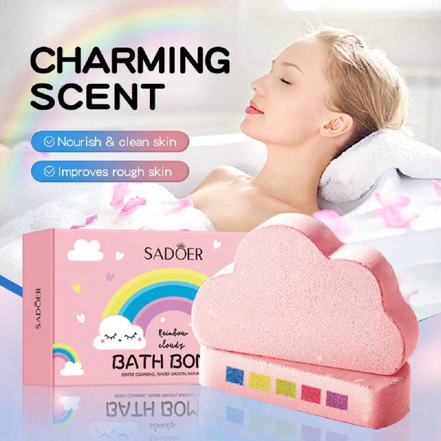 Bolas efervescentes de baño con aroma a nube multicolor, regalo de spa, bomba de burbujas con efecto de frescura, regalo para novia, madre, día de San Valentín, con extractos herbales y aromaterapia