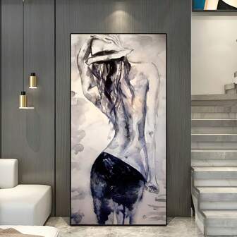 现代简约美女帆布墙画，性感女人身体海报和印刷品，无框油画印刷品，适合客厅装饰，无框