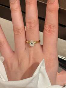 Esberry 1 pieza Anillo de compromiso de diamante con forma única y elegante de plata 925, regalo de joyería para mujer, regalo de compromiso, regalo para fiesta