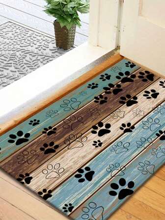 Velvet Paw Print Welcome Mat - , Anti-Slip And Quick-Drying, Suitable For Indoor And Outdoor Use - Stylish Decorative Carpet For Living Room, Bedroom, Bathroom, Kitchen, Patio And Laundry Room - Stain Resistant And Absorbent