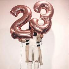 1 pièce Ballon numéro or rose, pour festival, anniversaire, mariage, décoration de fête ou scène, Noël