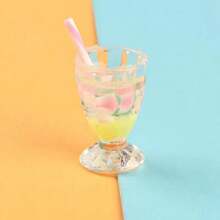 New Bestselling Dollhouse Realistic Food Doll Fruit Drink Straw Cup, Mini Doll House Scene Accessories, Glow-In-The-Dark Plastic Cup