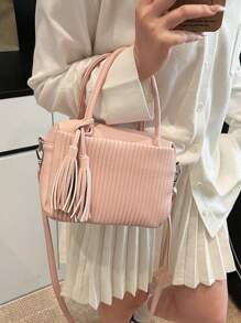 Stylish Tassel Decor Women Shoulder Bag, Casual Light-Weight Handbag, Minimalist Chic Crossbody Bag Suitable For Daily Use, Commuting, Shopping