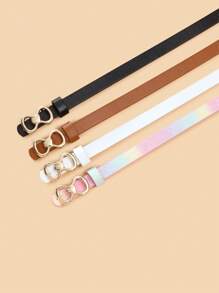 Set de 4 cinturones delgados de cintura para niños, cinturones de calidad superior con hebilla de PU para pantalones vaqueros y vestidos