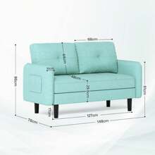 2 Seater Sofa, Modern Linen Sofa Couch With Thicken Cushions, Comfy Small Loveseat Sofa For Living Room, Bedroom, Office, Apartment, Sofa 2 Seater Settee With Pocket
