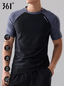 361degree 夏季健身男士 2025 印花短袖泳衣，撞色拼接，高品质丝网印刷，不会脱落，微孔透气，速干弹性面料，适合游泳、温泉、冲浪、浮潜、水球、皮划艇、帆船、休闲装