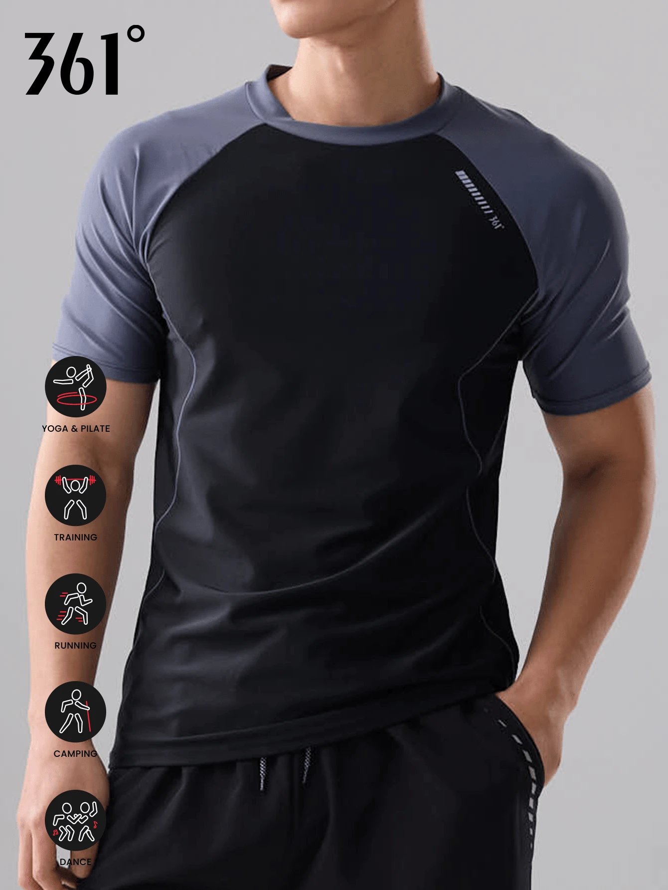 361degree 夏季健身男士 2025 印花短袖泳衣，撞色拼接，高品质丝网印刷，不会脱落，微孔透气，速干弹性面料，适合游泳、温泉、冲浪、浮潜、水球、皮划艇、帆船、休闲装