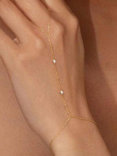 Tsnamer 1pc Beaded Hand Chain Bracelet For Women Girl Ring Bracelet Hand Chain Simple Stainless Steel Waterproof Bracelet Fashion Jewelry Gifts