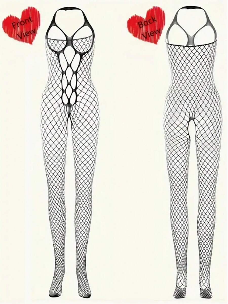 قميص بيكيني شبكي إثاري من قطعة واحدة، بتصميم سهل المنظر والبطن مفتوح، ملابس داخلية حميمية للنساء، مناسبة للبالغين (الارتفاع: 150-185 سم ، الصدر: 80-120 سم ، الخصر: 58-100 سم. مصنوع يدويًا ، يُسمح بفرق 1-3 سم. قد تحدث اختلافات طفيفة في اللون بسبب إعدادات الشاشة) - الأسود - مشاهدة 1