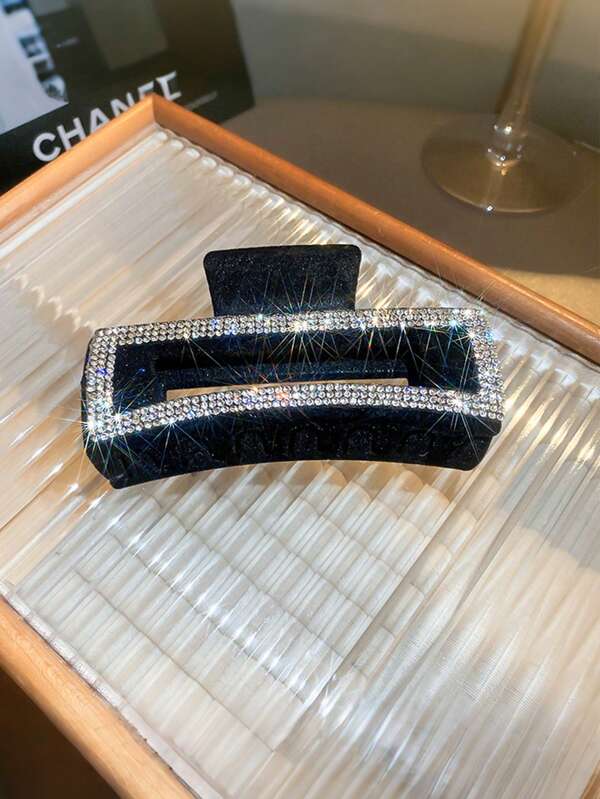 1 peça de decoração de strass brilhante para festa de cabelo Y2K, acessórios para cabelo, presilhas de garra, presilha de mandíbula, clutch de cabelo, acessórios para cabelo preto, presilha de cabelo para outono e inverno, roupas de férias femininas