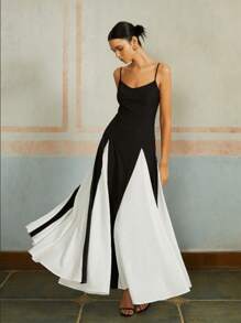 Women's Sleeveless Colorblock Summer Elegant Party Dress