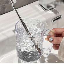 优质冰川图案漱口水和牙刷杯套装 - 塑料，符合人体工程学的手柄，时尚情侣玻璃杯 - 现代简约浴室配件家居浴室装饰秋季装饰返校 - 彩色 - 查看 4