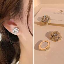 2 piezas Elegantes Clips magnéticos de oreja con bola de cristal de lujo para mujeres, con gran zirconia, para uso sin perforación